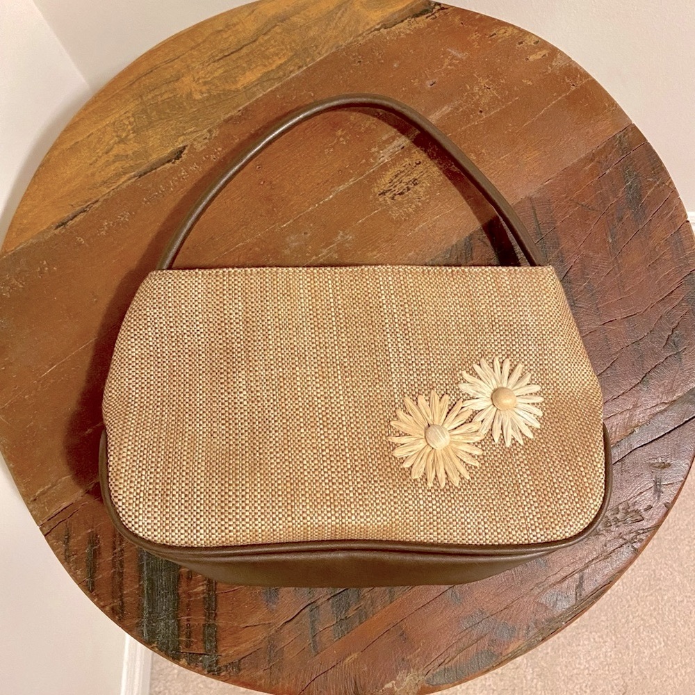 Elegant Tan Floral Clutch
